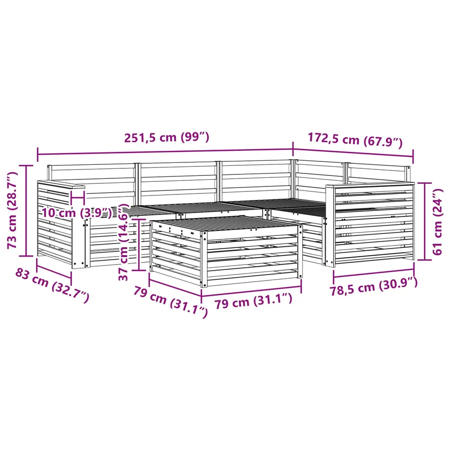 Ensemble de canapés d'extérieur 5 pcs Naturel - 10