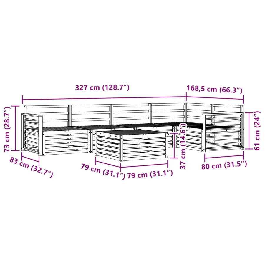 Ensemble de canapés d'extérieur 6 pcs Naturel - 11