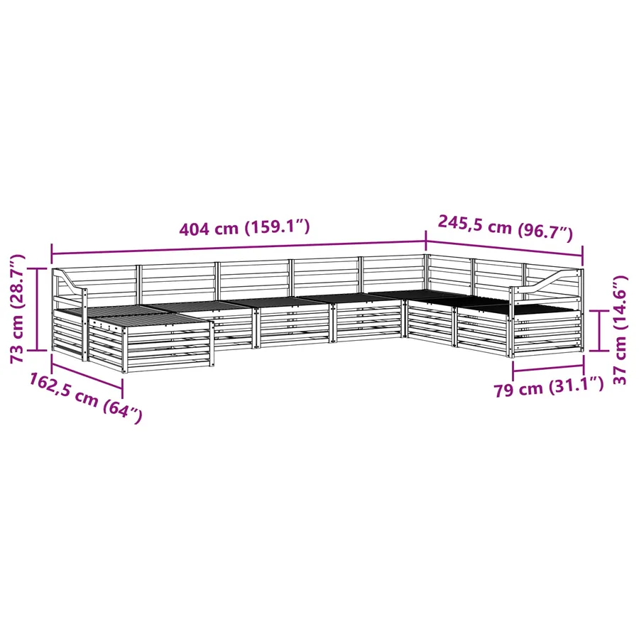Ensemble de canapés d'extérieur 8 pcs Naturel - 9