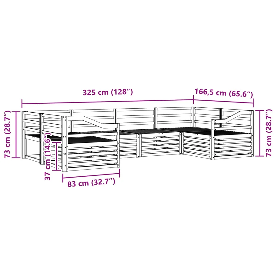 Ensemble de canapés d'extérieur 6 pcs Naturel - 7