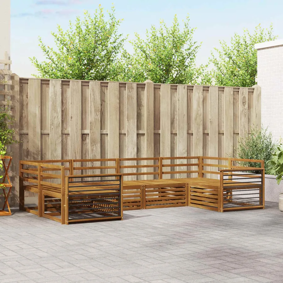 Ensembles de canapés 6 pcs Naturel Bois d'Acacia Massif