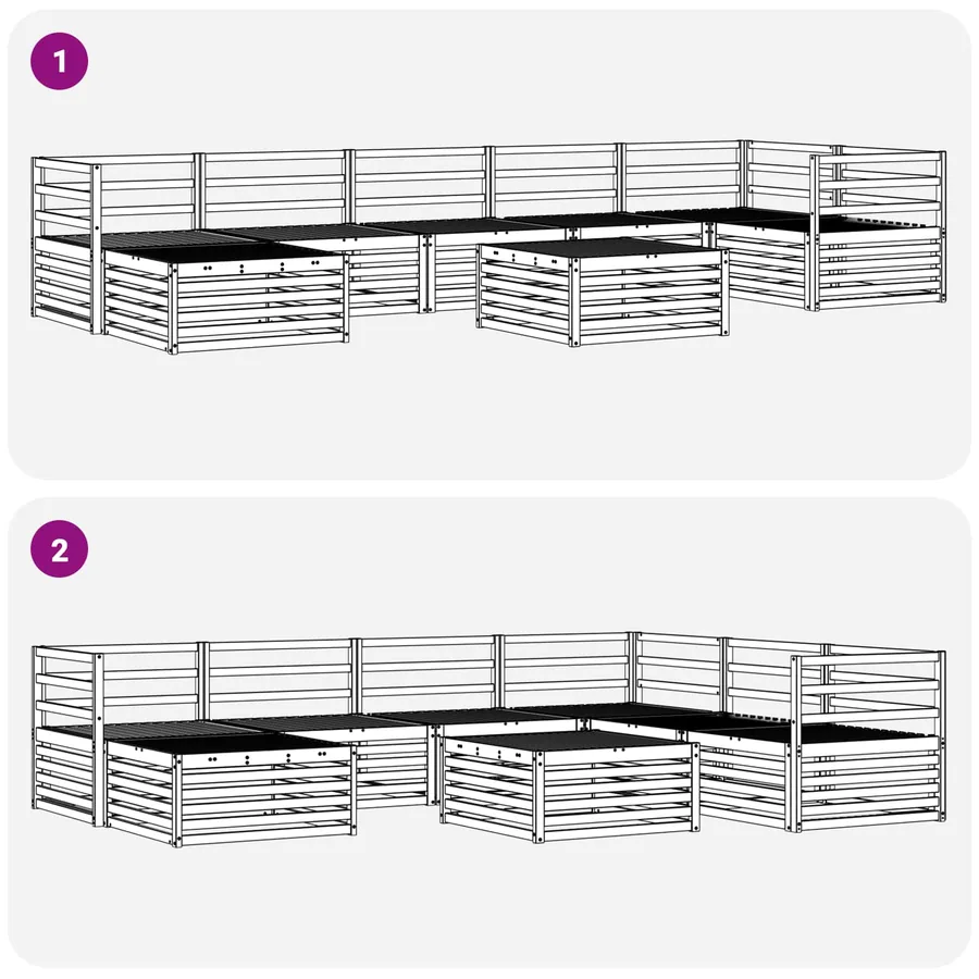 Ensemble de canapés d'extérieur 8 pcs Naturel - 10