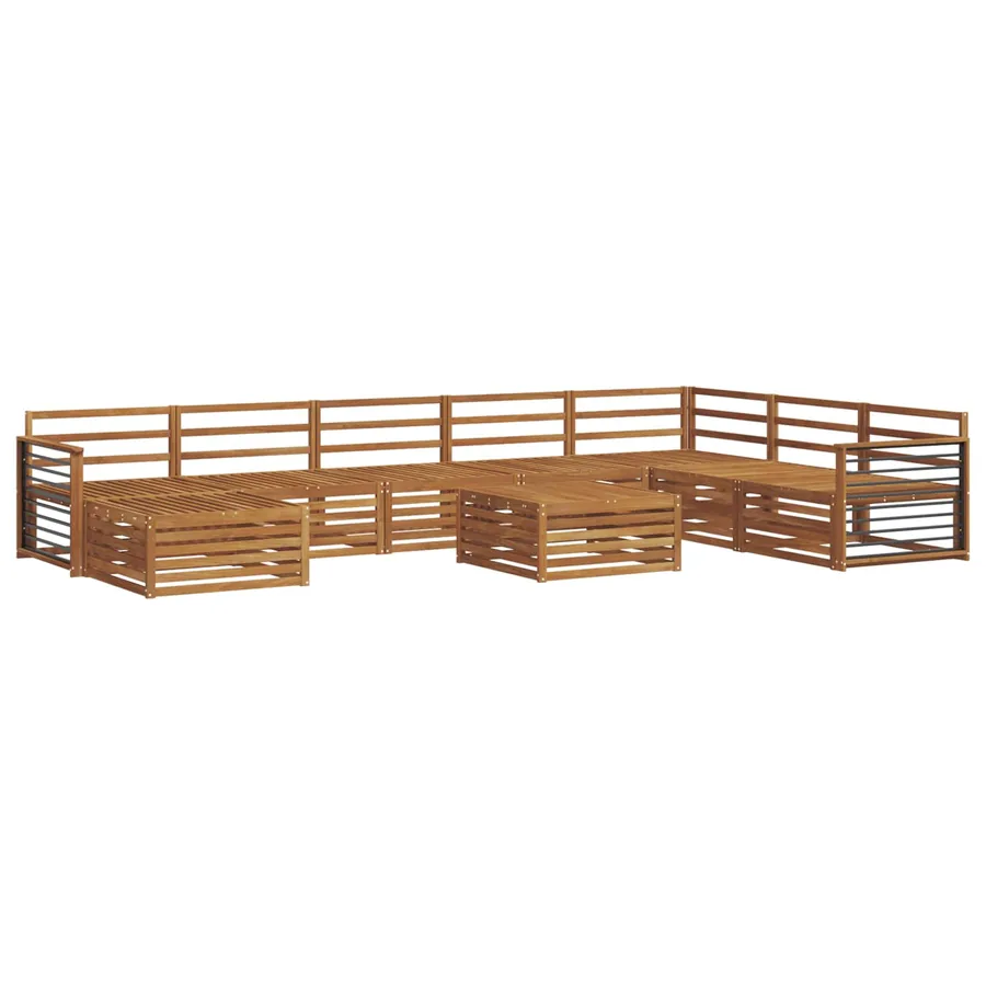 Ensembles de canapés 9 pcs Naturel Bois d'Acacia Massif - 2
