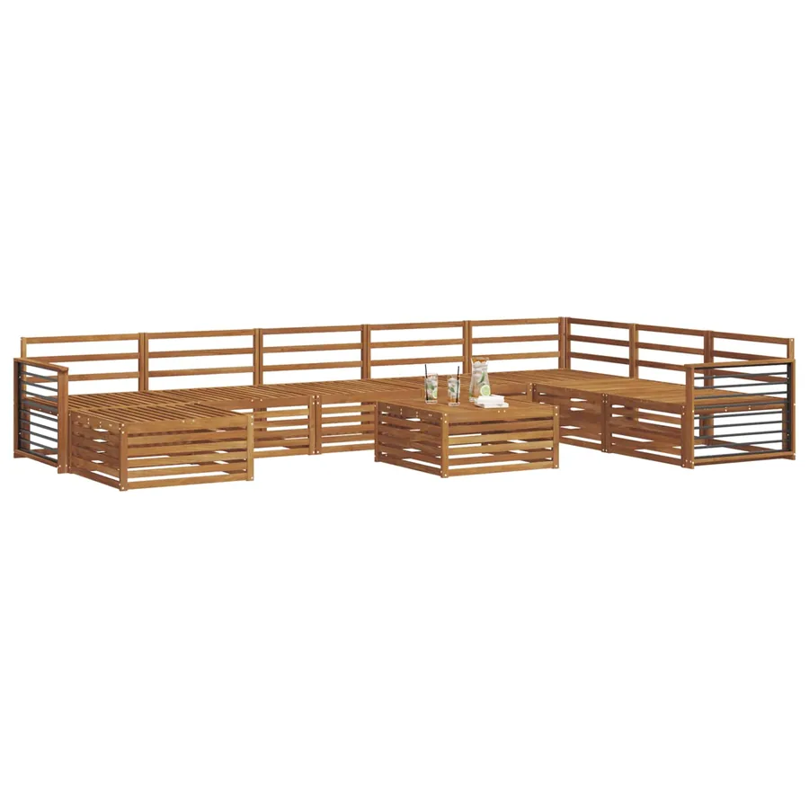 Ensembles de canapés 9 pcs Naturel Bois d'Acacia Massif - 3