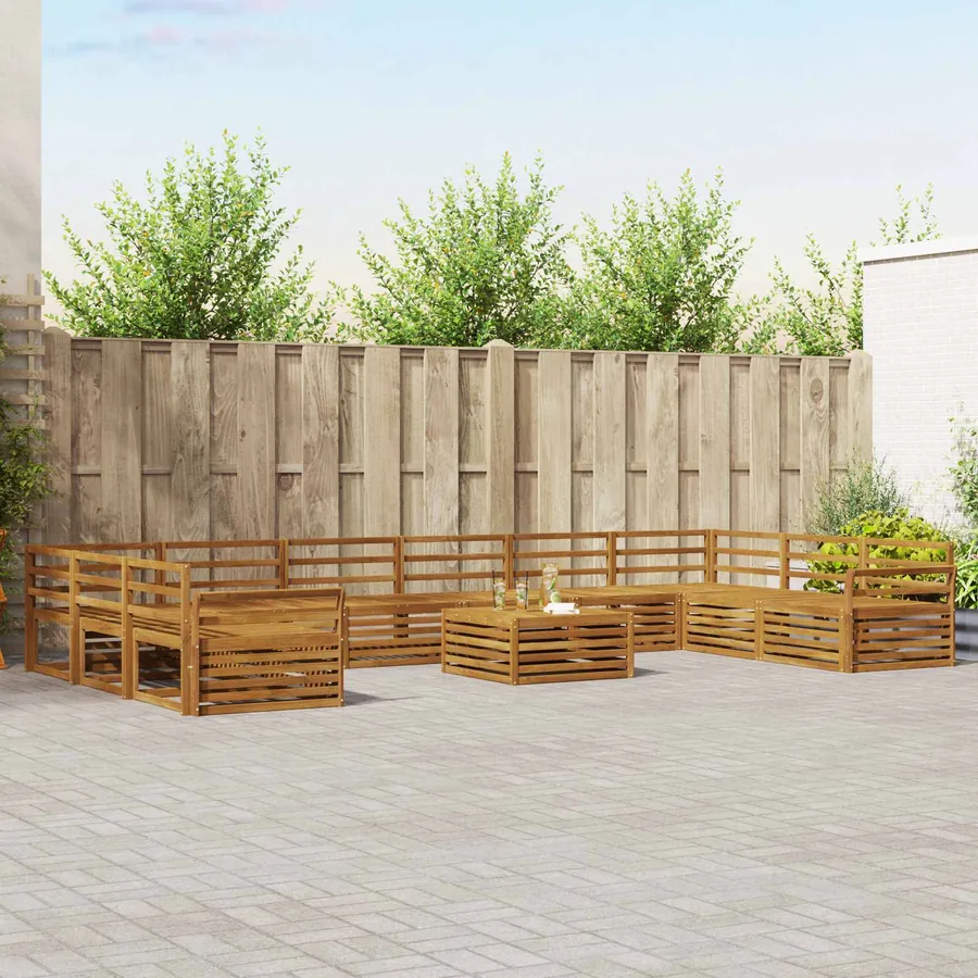 Ensembles de canapés 11 pcs Naturel Bois d'Acacia Massif