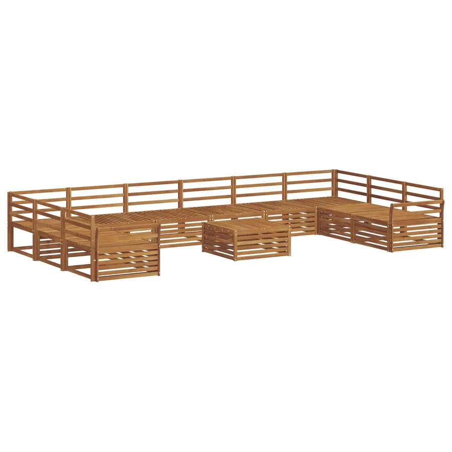 Ensembles de canapés 11 pcs Naturel Bois d'Acacia Massif - 2
