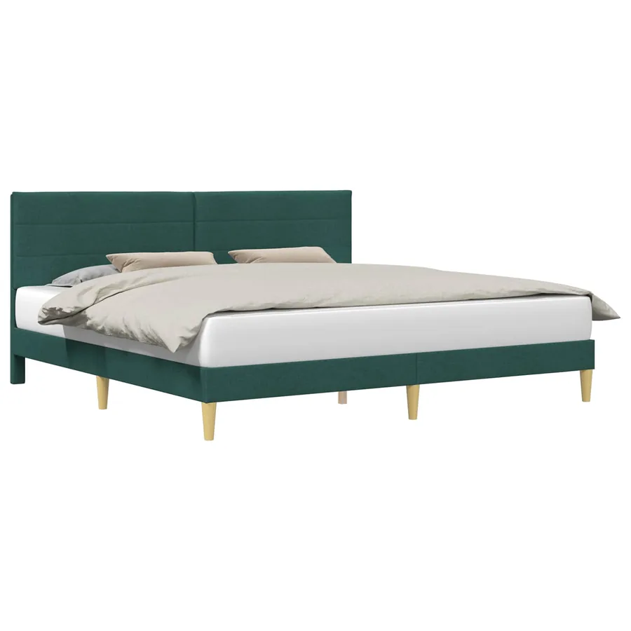 Cadre de lit avec tête de lit Vert foncé 200 x 200 cm Tissu - 2