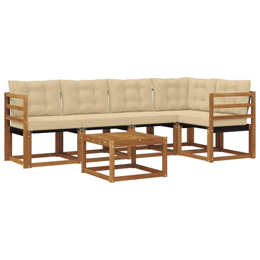 Ensemble de canapés d'extérieur 6 pcs Naturel et Beige - 2