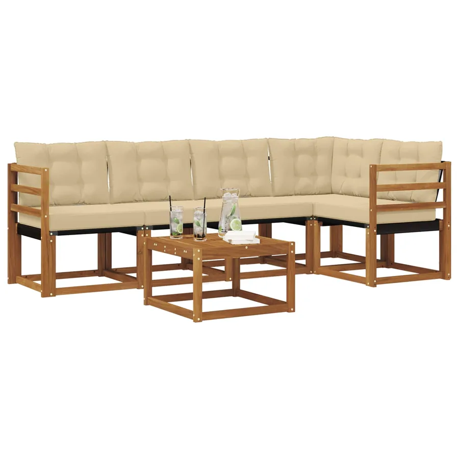 Ensemble de canapés d'extérieur 6 pcs Naturel et Beige - 3
