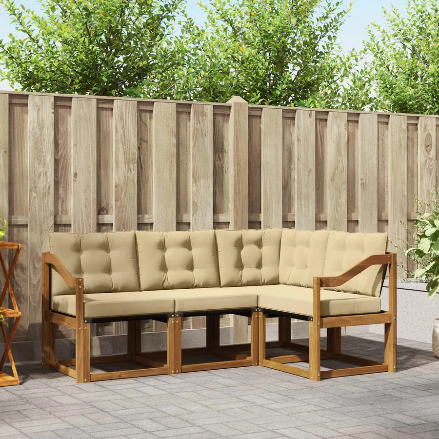 Ensemble de canapés d'extérieur 4 pcs Naturel et Beige