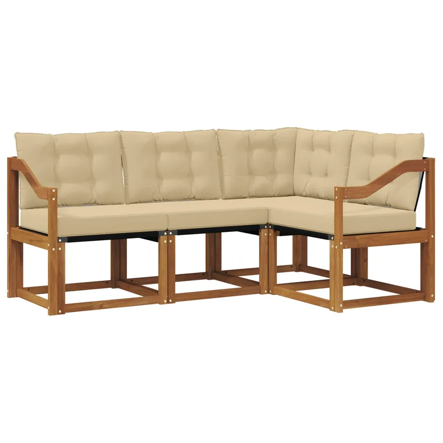 Ensemble de canapés d'extérieur 4 pcs Naturel et Beige - 2