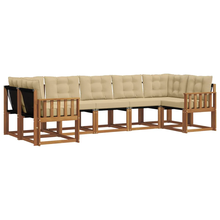 Ensemble de canapés d'extérieur 7 pcs Naturel et Beige - 2