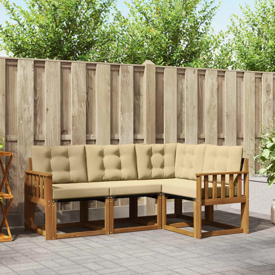 Ensemble de canapés d'extérieur 4 pcs Naturel et Beige