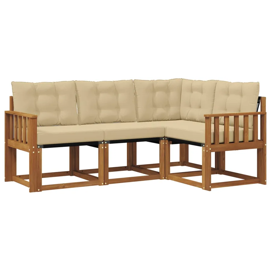 Ensemble de canapés d'extérieur 4 pcs Naturel et Beige - 2