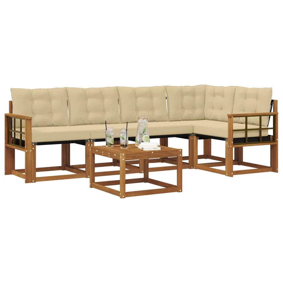 Ensemble de canapés d'extérieur 6 pcs Naturel et Beige - 3