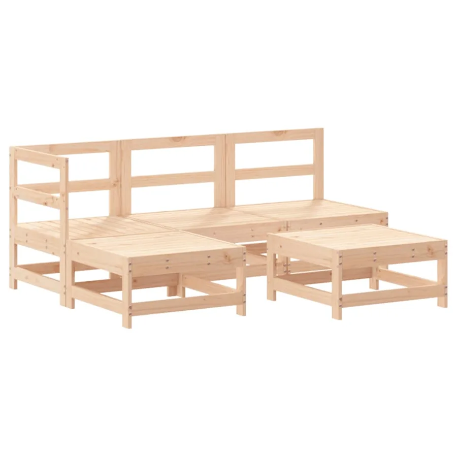 Salon de jardin 5 pcs bois massif de pin - 2