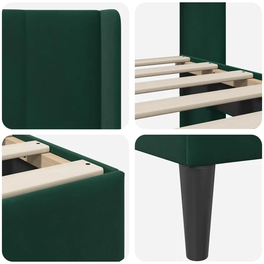 Cadre de lit avec tête de lit Vert foncé 80 x 200 cm Velours - 7