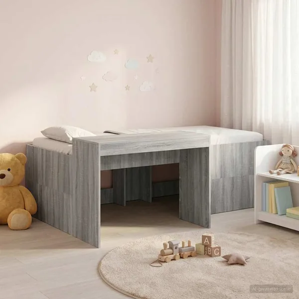 Lit haut pour enfants avec bureau Sonoma gris Bois d'ingénierie