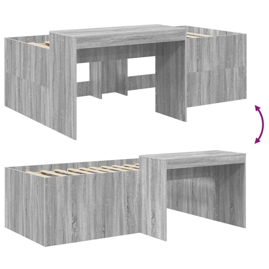 Lit haut pour enfants avec bureau Sonoma gris Bois d'ingénierie - 8