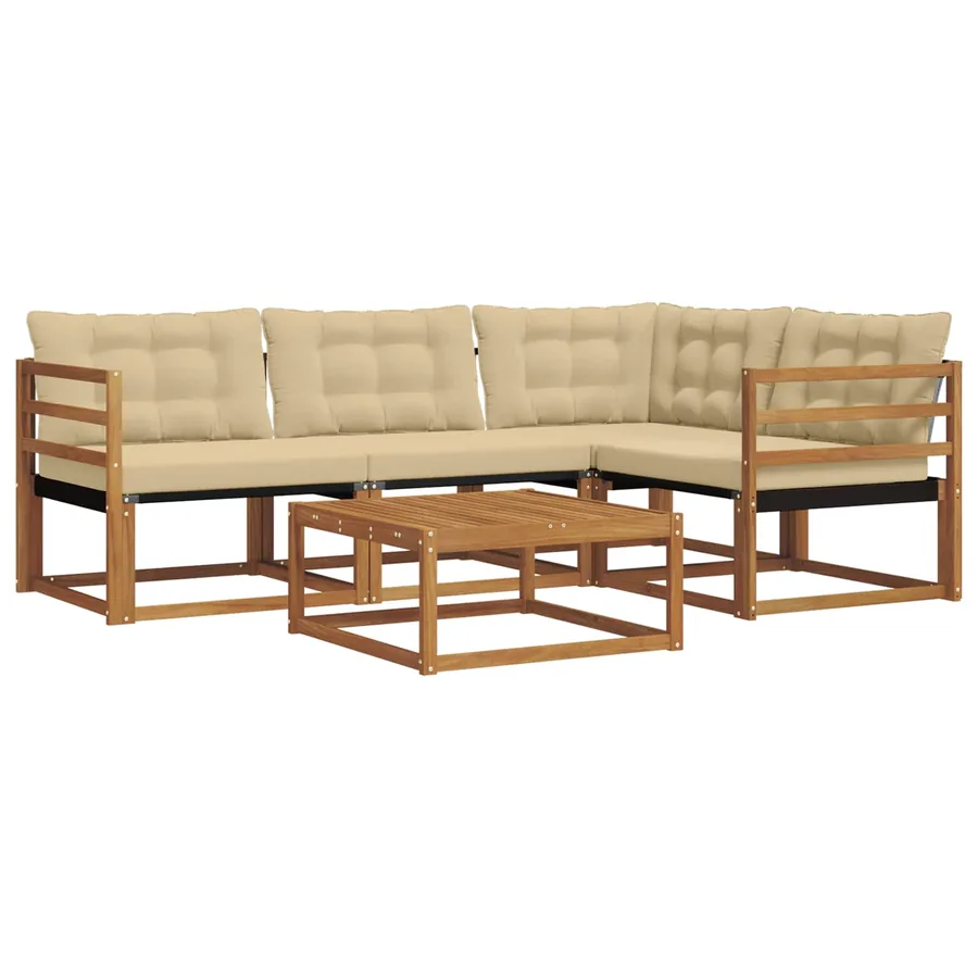 Ensemble de canapés d'extérieur 5 pcs Naturel et Beige - 2