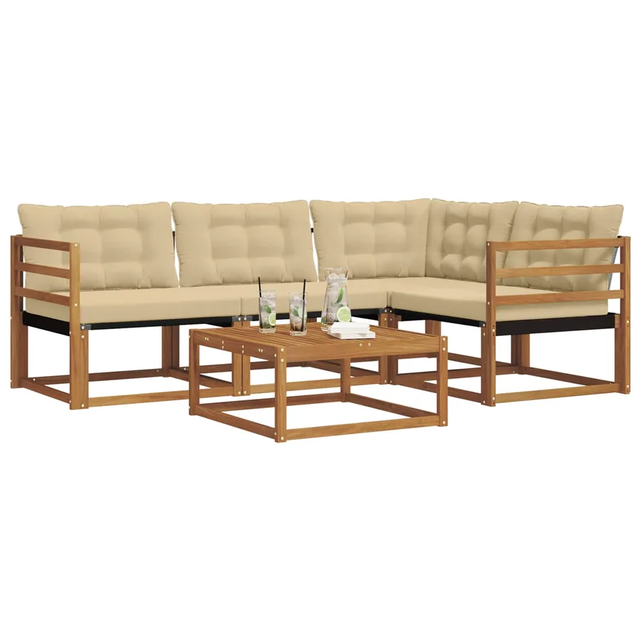 Ensemble de canapés d'extérieur 5 pcs Naturel et Beige - 3