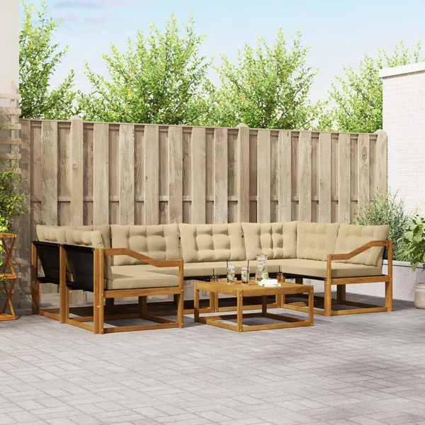 Ensemble de canapés d'extérieur 7 pcs Naturel et Beige