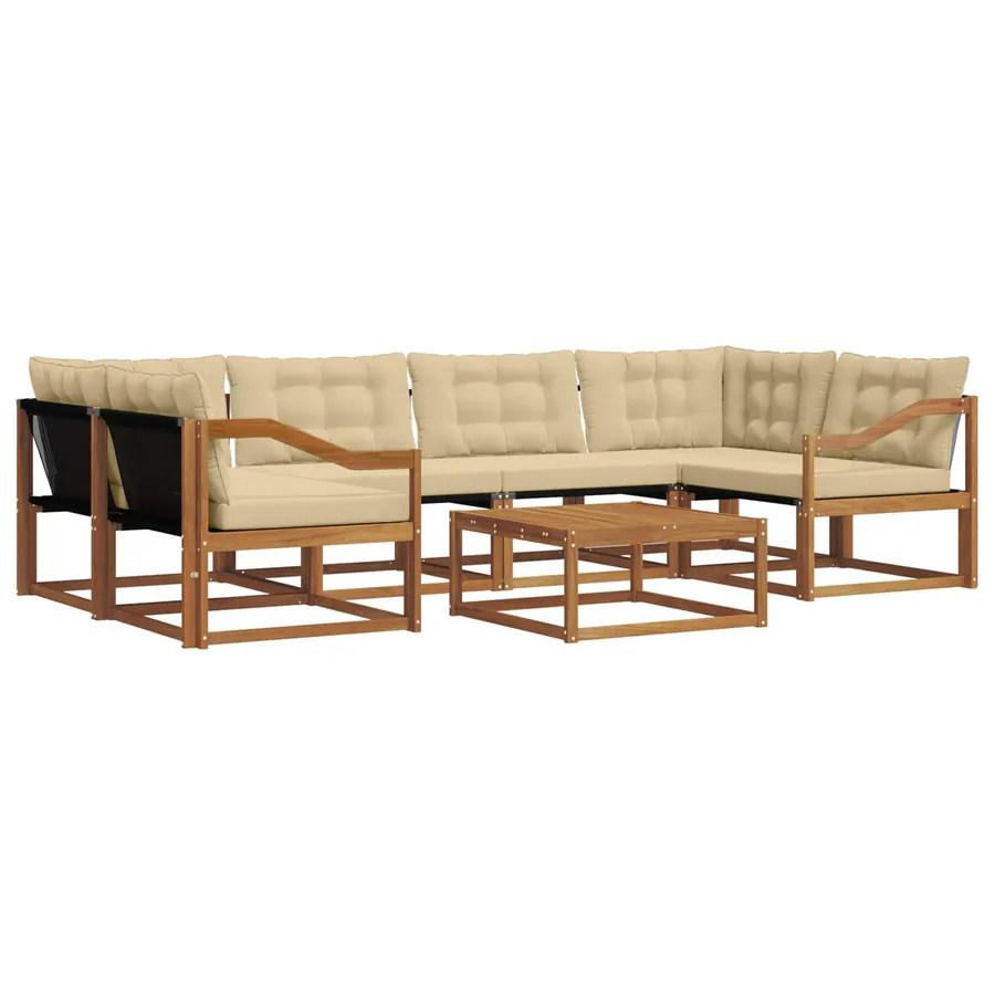 Ensemble de canapés d'extérieur 7 pcs Naturel et Beige - 2