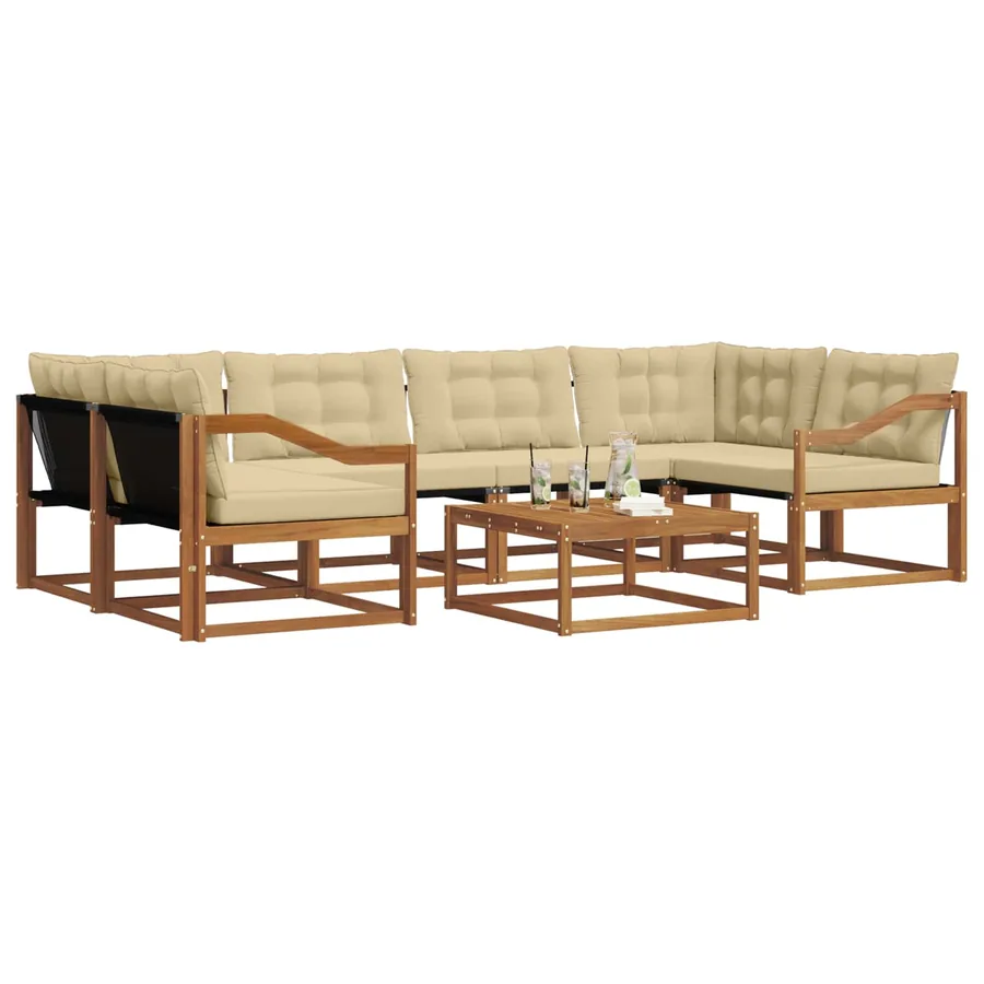 Ensemble de canapés d'extérieur 7 pcs Naturel et Beige - 3