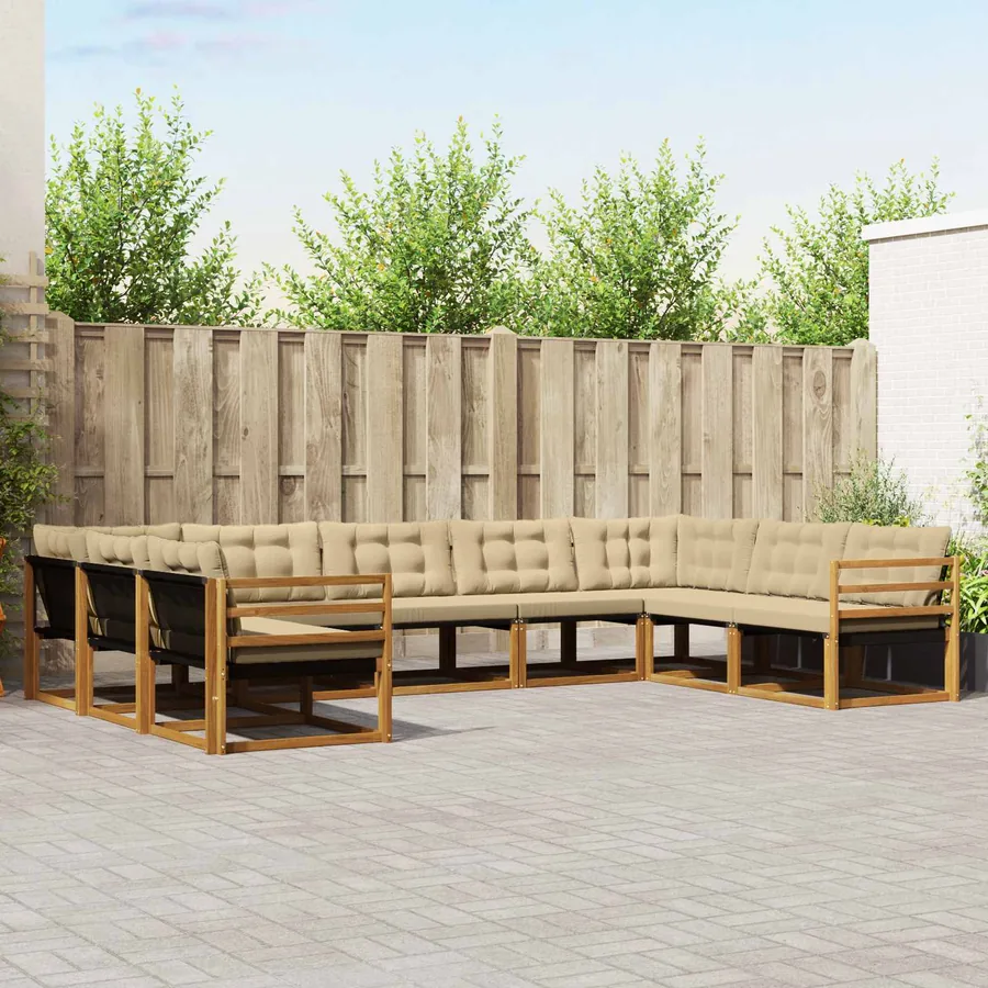 Ensemble de canapés d'extérieur 9 pcs Naturel et Beige