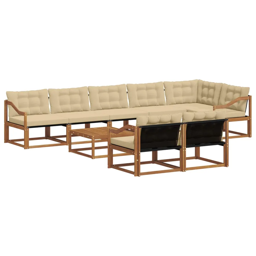 Ensemble de canapés d'extérieur 9 pcs Naturel et Beige - 2