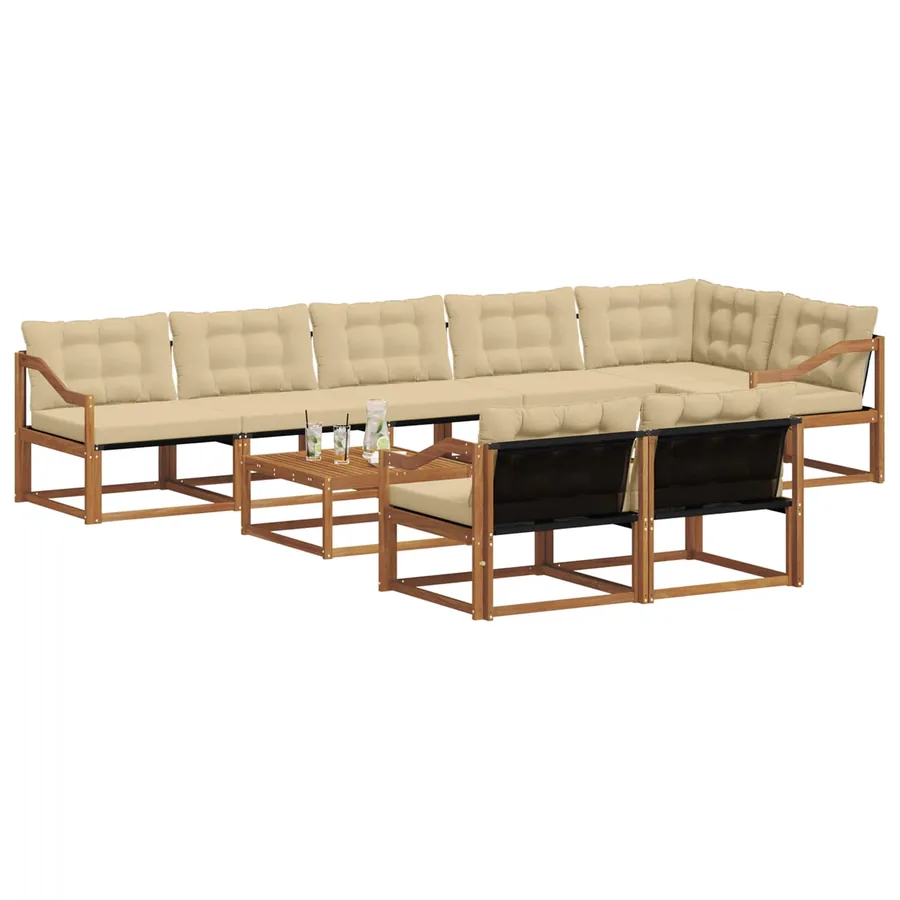 Ensemble de canapés d'extérieur 9 pcs Naturel et Beige - 3