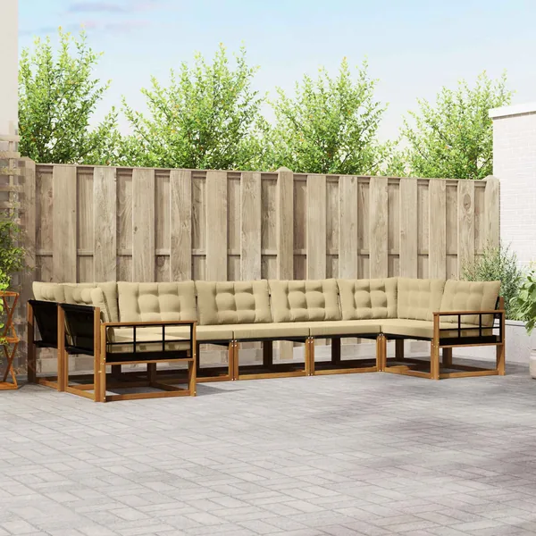 Ensemble de canapés d'extérieur 7 pcs Naturel et Beige