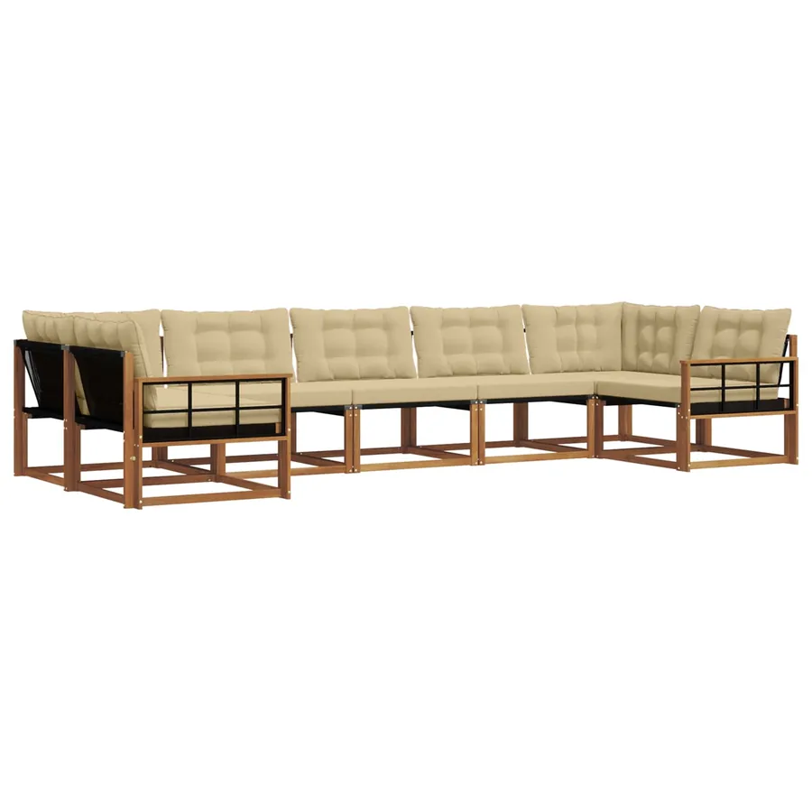 Ensemble de canapés d'extérieur 7 pcs Naturel et Beige - 2