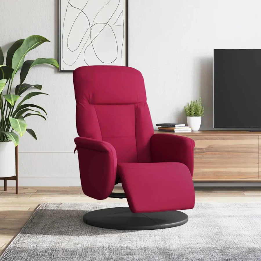 Fauteuil inclinable avec repose-pied rouge bordeaux velours