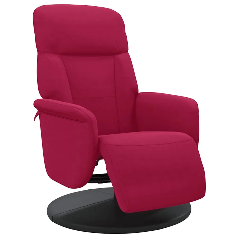 Fauteuil inclinable avec repose-pied rouge bordeaux velours - 2