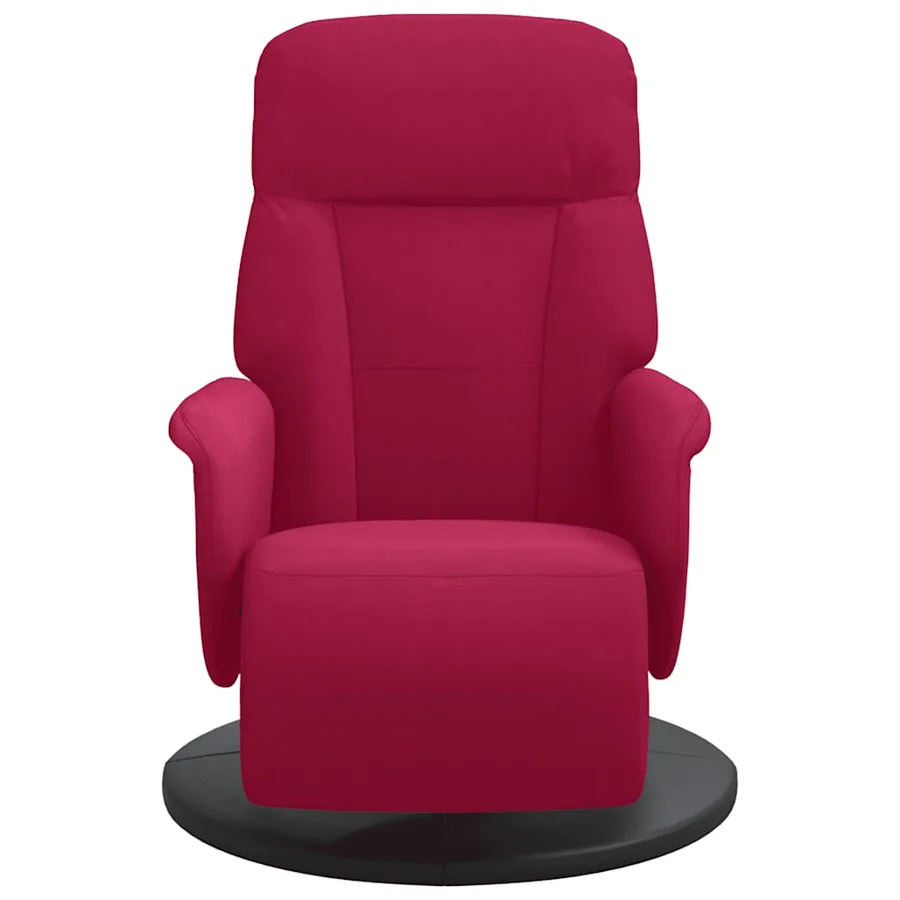 Fauteuil inclinable avec repose-pied rouge bordeaux velours - 3