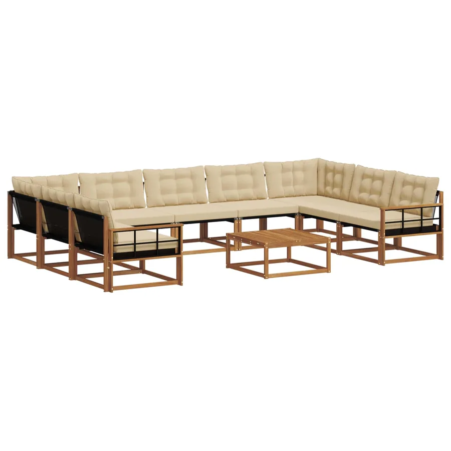 Ensemble de canapés d'extérieur 10 pcs Naturel et Beige - 2