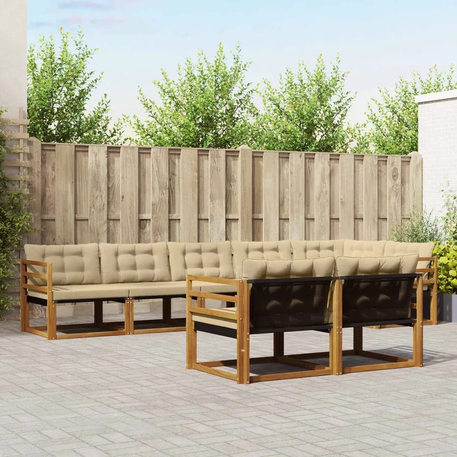 Ensemble de canapés d'extérieur 8 pcs Naturel et Beige