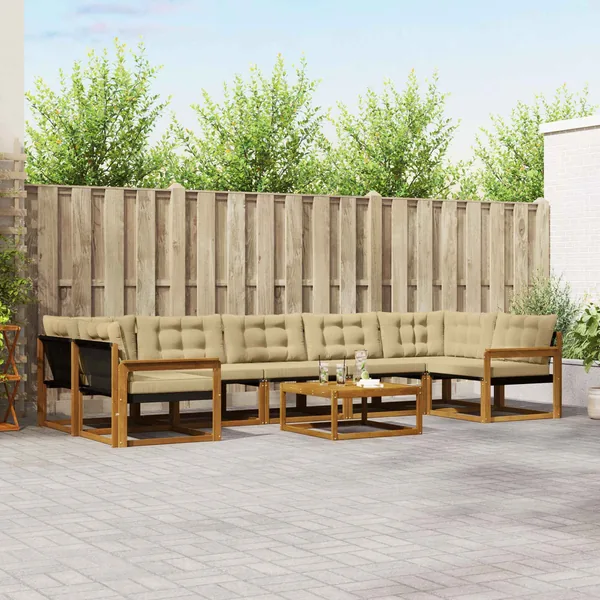 Ensemble de canapés d'extérieur 8 pcs Naturel et Beige