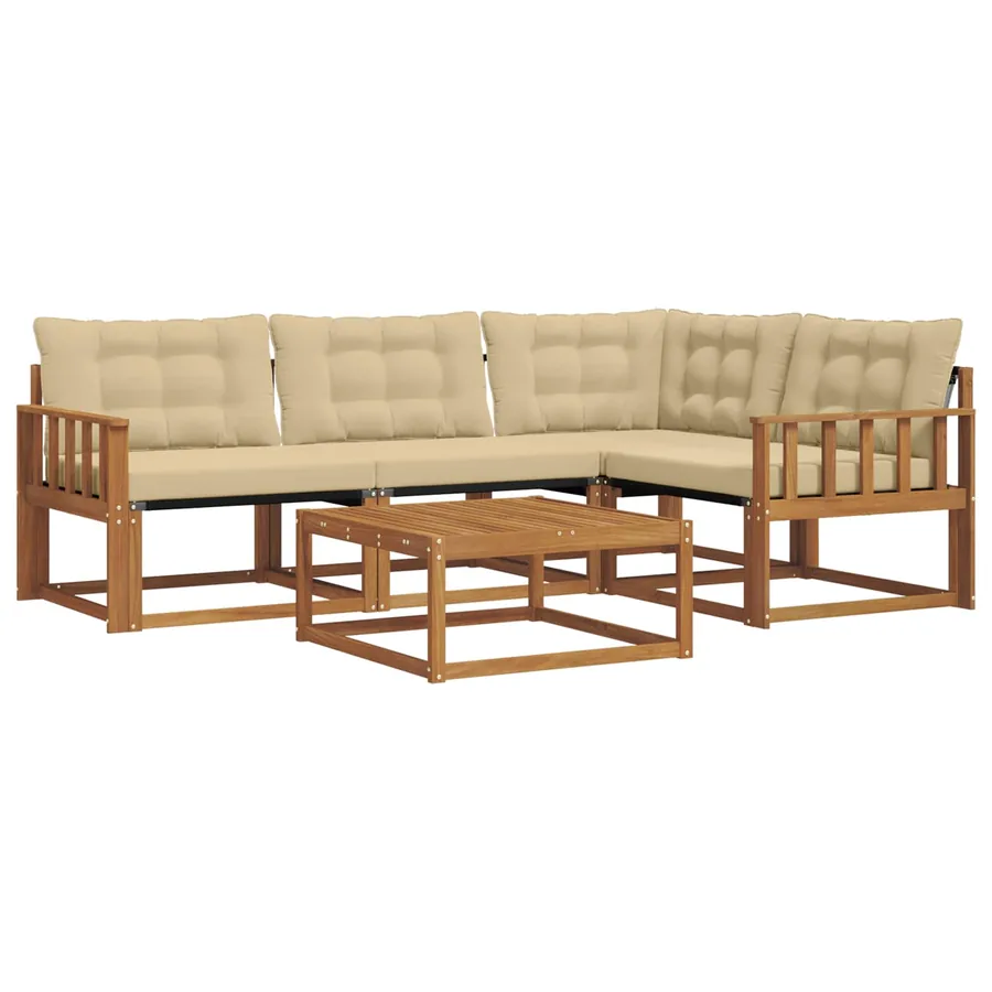 Ensemble de canapés d'extérieur 5 pcs Naturel et Beige - 2