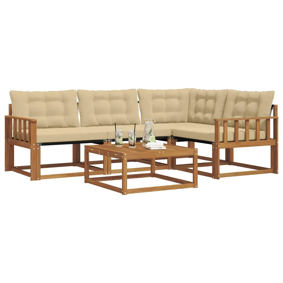 Ensemble de canapés d'extérieur 5 pcs Naturel et Beige - 3