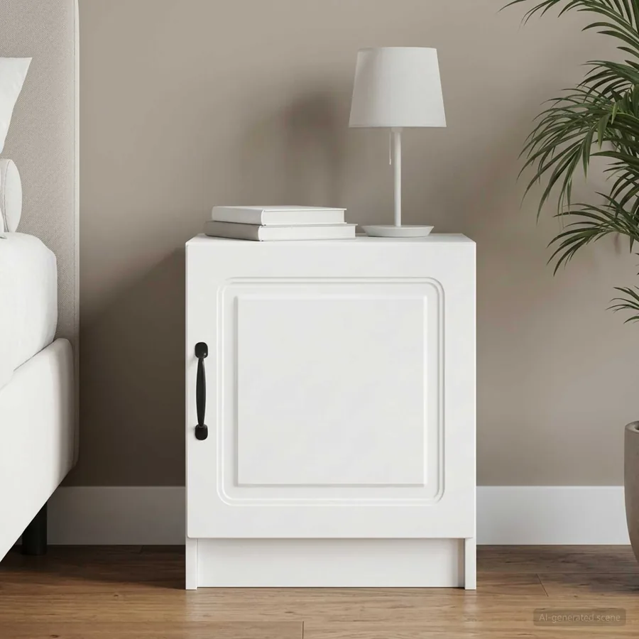 Cabinet de chevet Blanc 43 x 34,5 x 47 cm Bois d'ingénierie