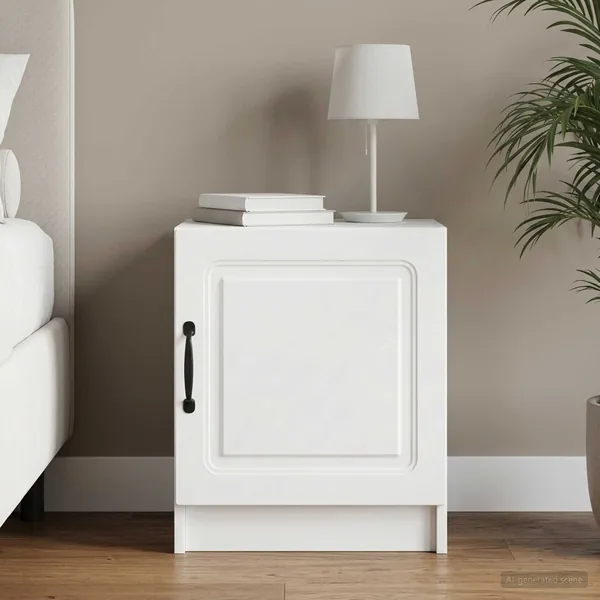 Cabinet de chevet Blanc 43 x 34,5 x 47 cm Bois d'ingénierie