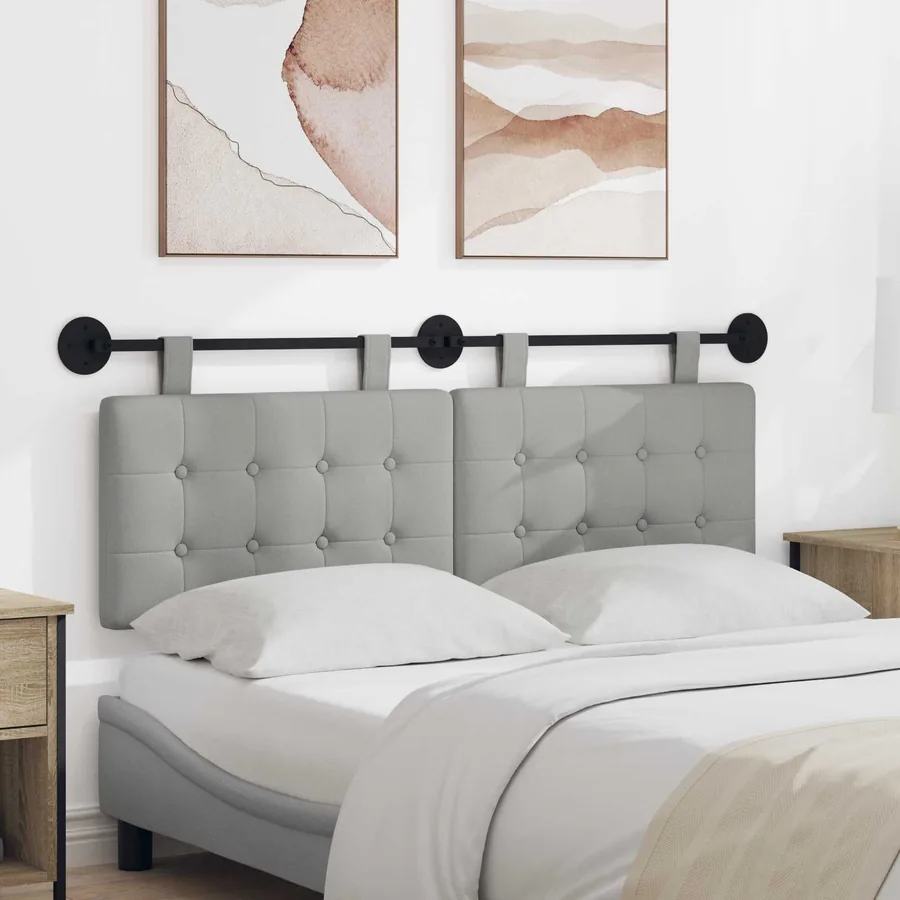 Tête de lit suspendue Gris nuage tissu