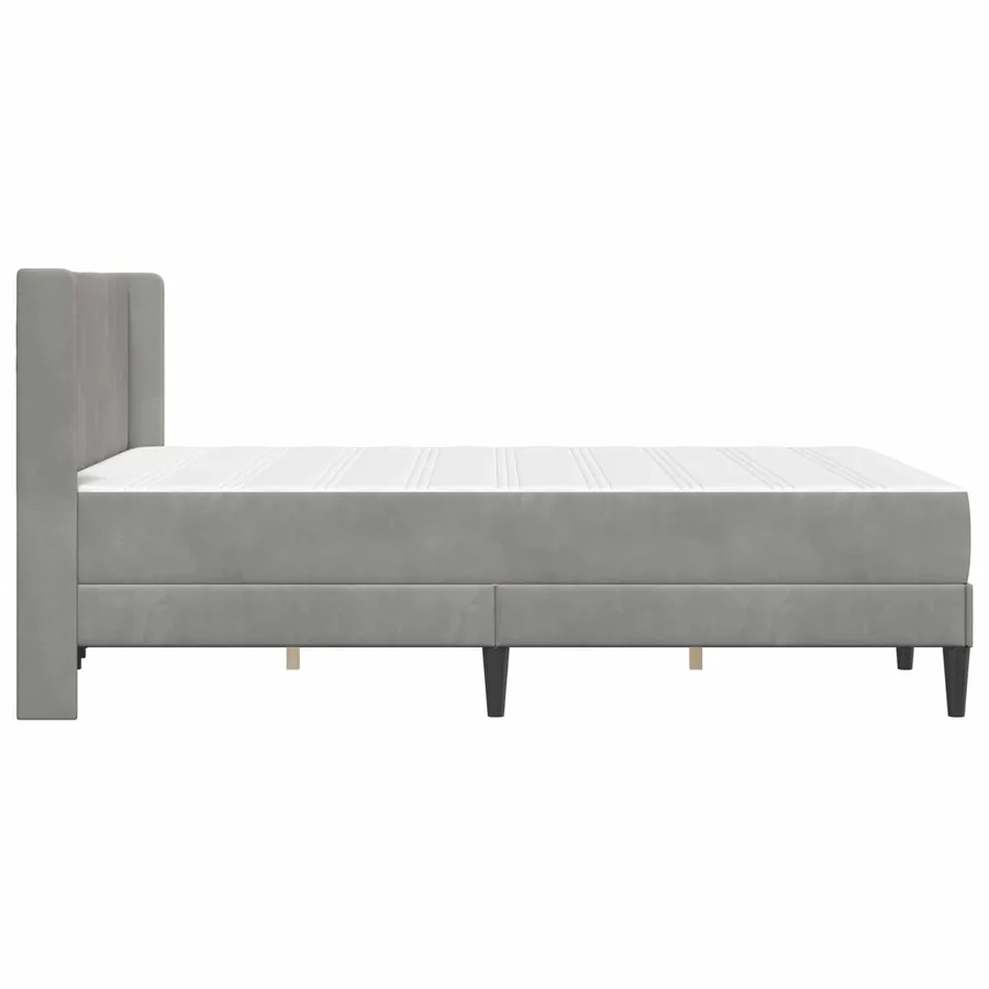 Cadre de lit avec matelas Gris clair 120 x 200 cm Velours - 7