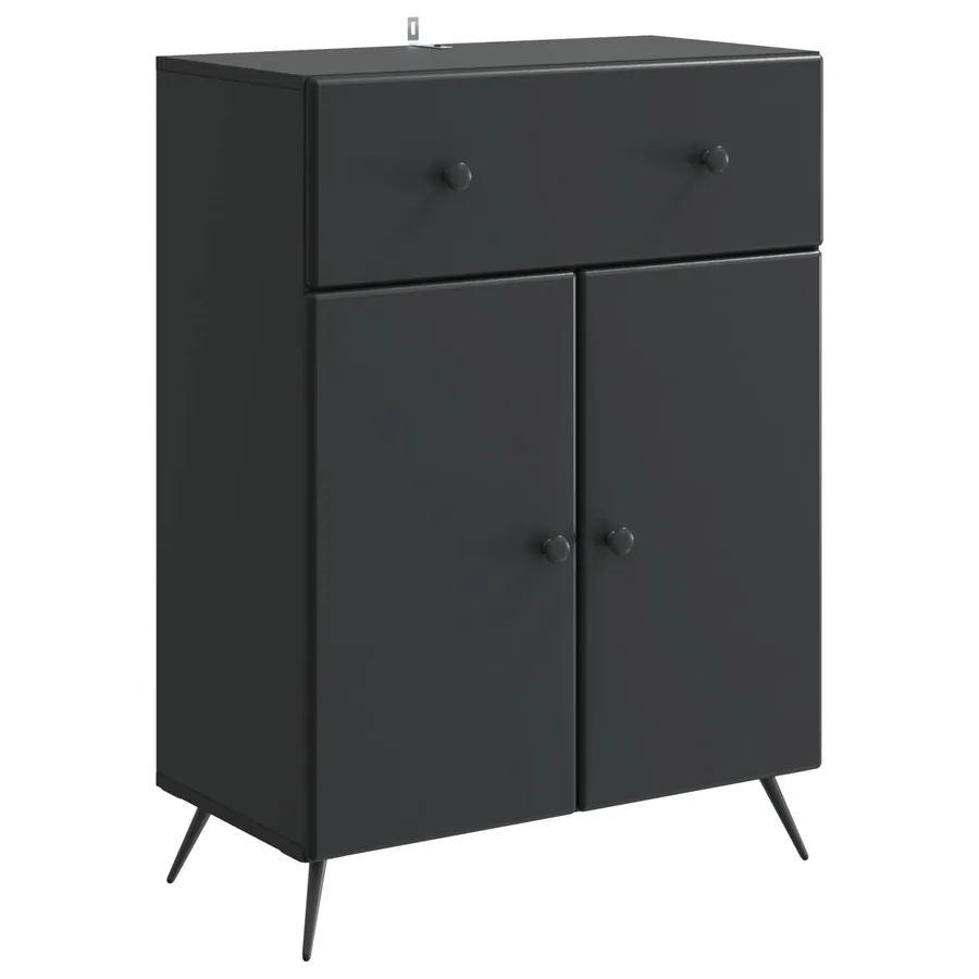 Buffet avec tiroir Noir 66 x 34,5 x 90 cm Bois d'ingénierie - 2