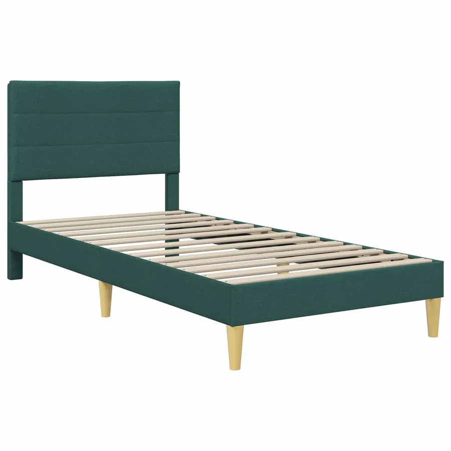 Cadre de lit avec tête de lit Vert foncé 100 x 200 cm Tissu - 3