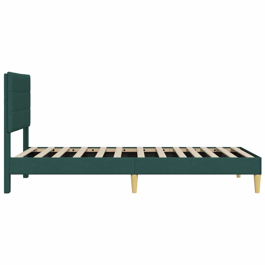 Cadre de lit avec tête de lit Vert foncé 100 x 200 cm Tissu - 5