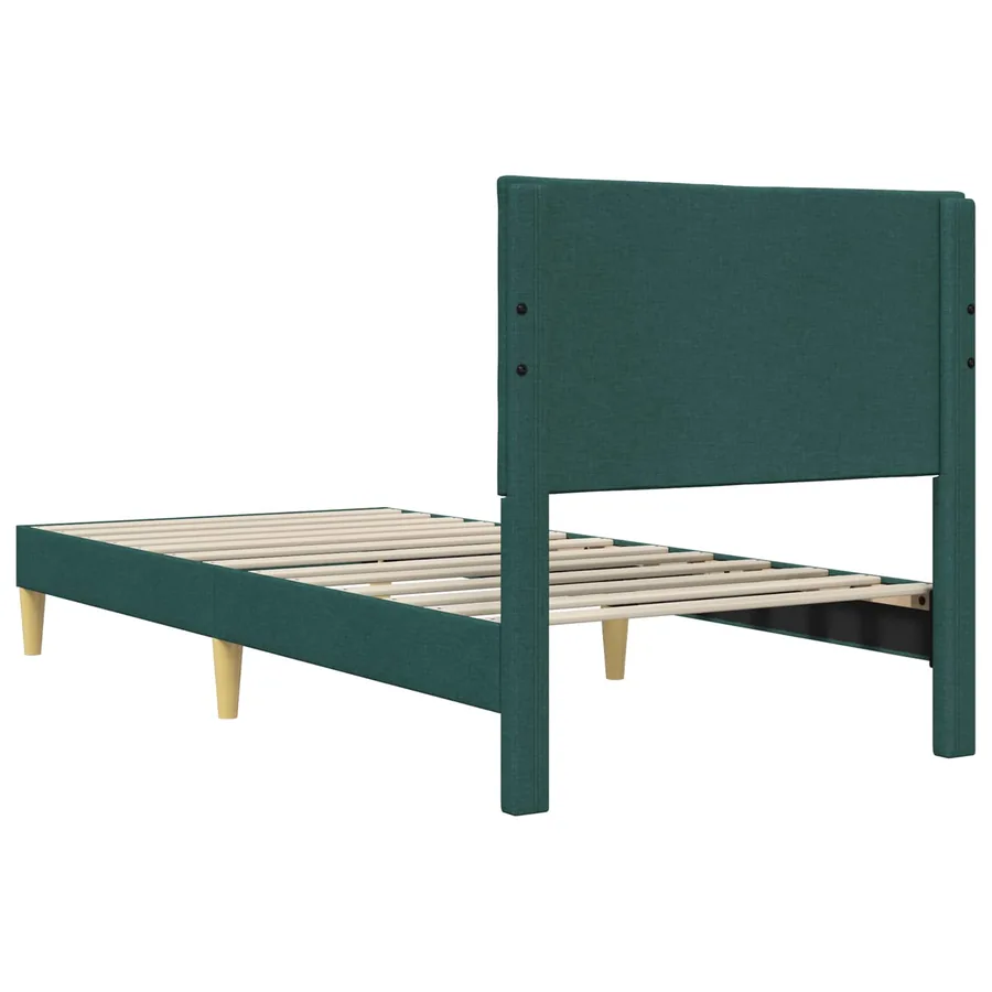 Cadre de lit avec tête de lit Vert foncé 100 x 200 cm Tissu - 6