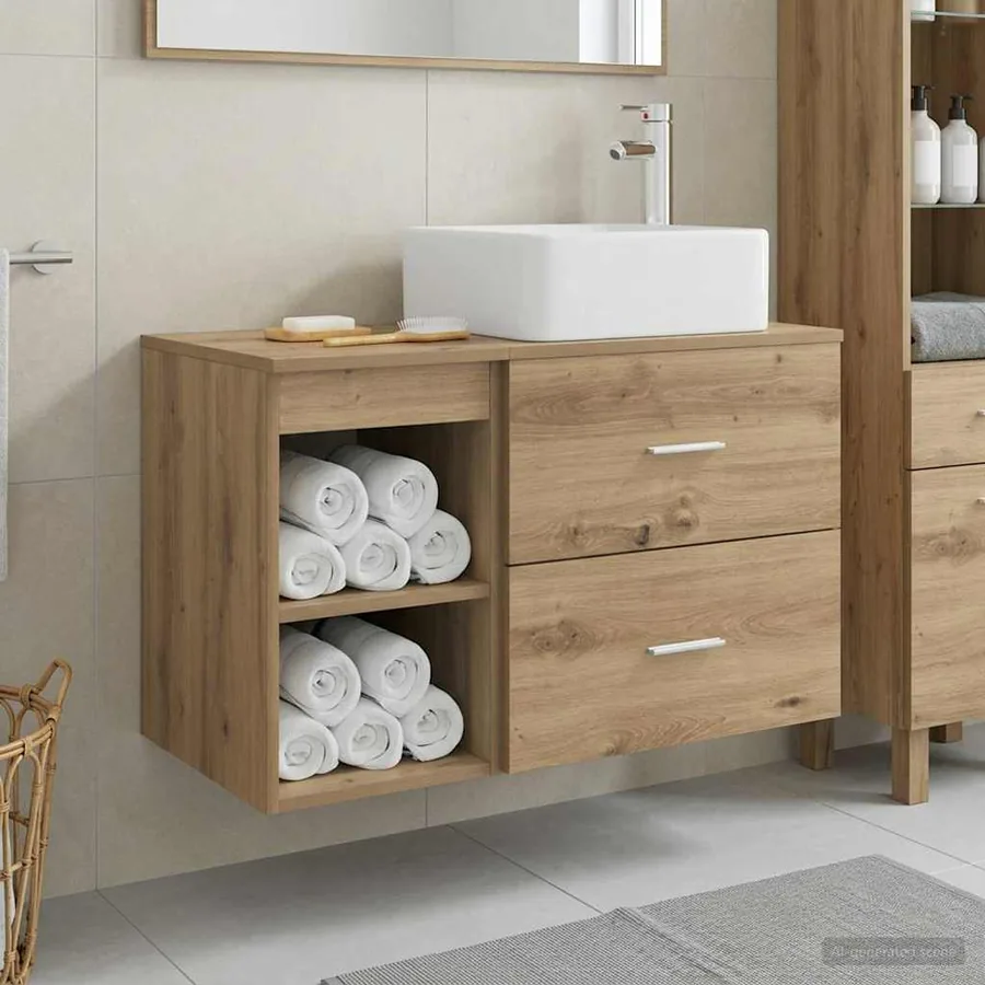Ensemble de mobilier de salle de bain 2 pc Chêne artisanal